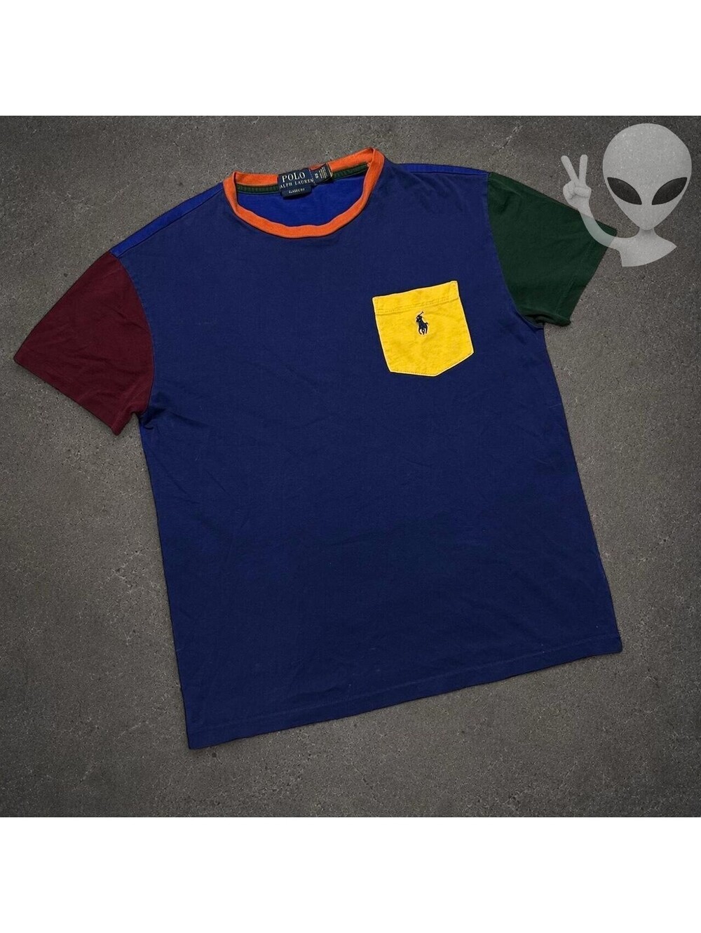 Polo Ralph Lauren Colorblock Pocket T-Shirt Mens XS Multi Classic Fit Cotton